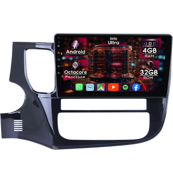 Navigatie dedicata Mitsubishi Outlander 2012-2018, 4GB RAM 32GB ROM, Octacore, Display 10" QLED, Carplay&Android Auto, Android 14, Ventilator Activ