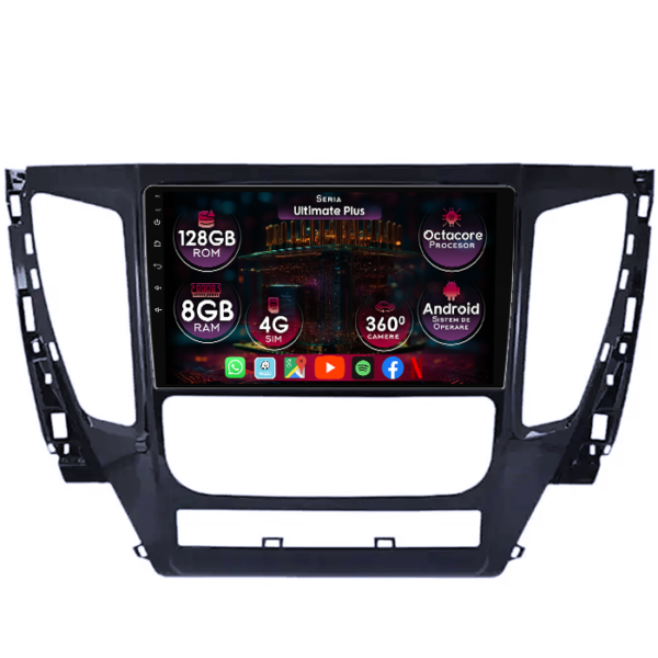 Navigatie dedicata Mitsubishi Pajero 2016-2018, 8GB RAM 128GB ROM, Octacore, Platforma 7862, Display 9" QLED 2K, Carplay&Android Auto, Android 14, Ventilator Activ