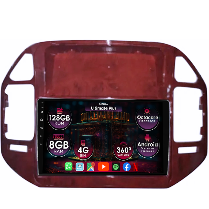 Navigatie dedicata Mitsubishi Pajero V73 2004-2011, maro, 8GB RAM 128GB ROM, Octacore, Platforma 7862, Display 9" QLED 2K, Carplay&Android Auto, Android 14, Ventilator Activ - imagine 1