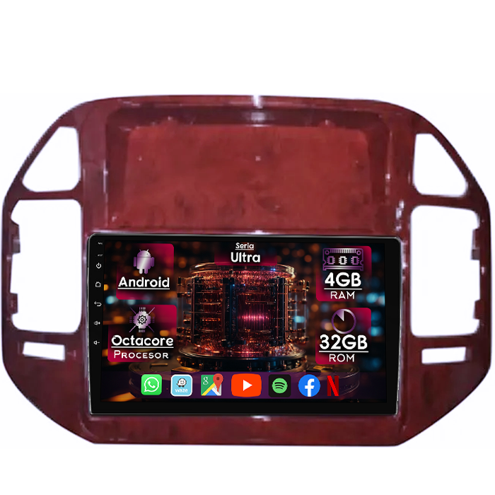 Navigatie dedicata Mitsubishi Pajero V73 2004-2011, maro, 4GB RAM 32GB ROM, Octacore, Display 9" QLED, Carplay&Android Auto, Android 14, Ventilator Activ - imagine 1