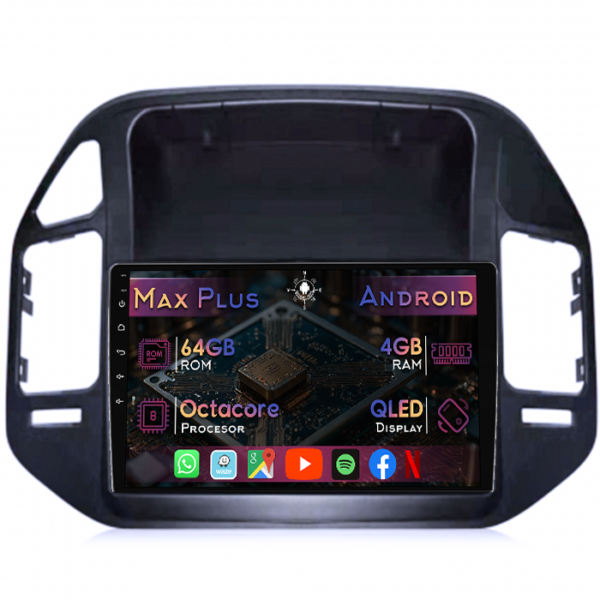 Navigatie dedicata Mitsubishi Pajero V73 2004-2011, 4GB RAM 64GB ROM, Octacore, Display 9" QLED, Carplay&Android Auto, Android 14, Suport camere AHD