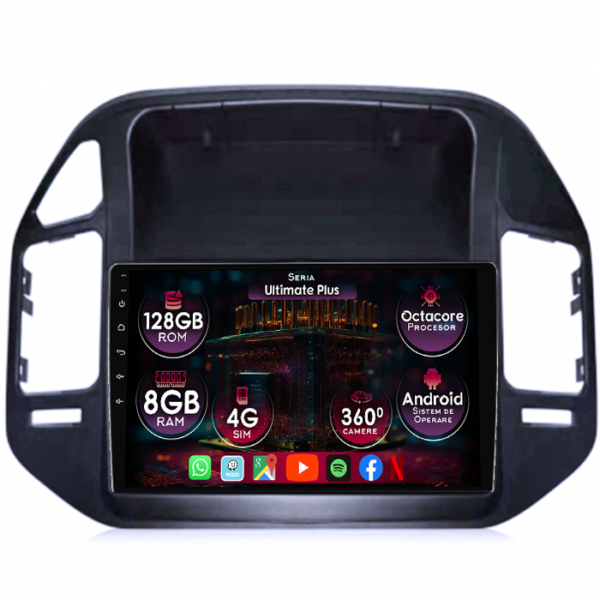 Navigatie dedicata Mitsubishi Pajero V73 2004-2011, 8GB RAM 128GB ROM, Octacore, Platforma 7862, Display 9" QLED, Carplay&Android Auto, Android 14, Ventilator Activ
