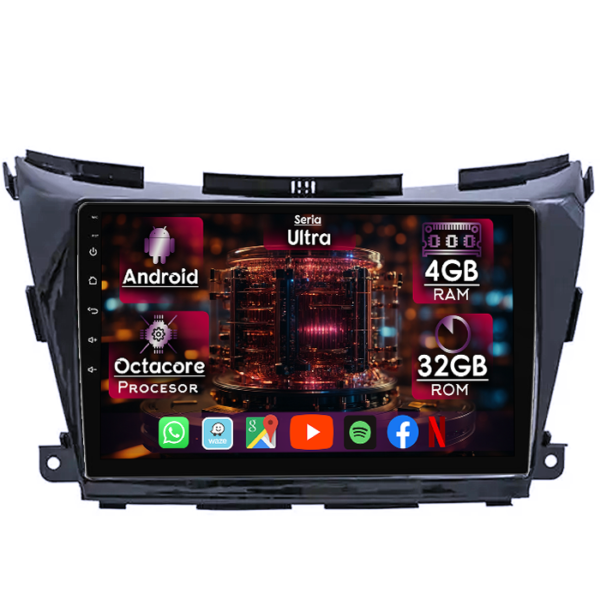 Navigatie dedicata Nissan Murano 2014-2020, 4GB RAM 32GB ROM, Octacore, Display 10" QLED, Carplay&Android Auto, Android 14, Ventilator Activ