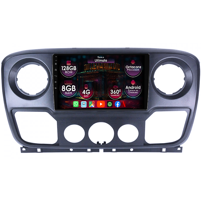 Navigatie dedicata Nissan NV400 2010-2020, 8GB RAM 128GB ROM, Octacore, Platforma TS18, Display 9" QLED, Carplay&Android Auto, Android 14, Ventilator Activ - imagine 1