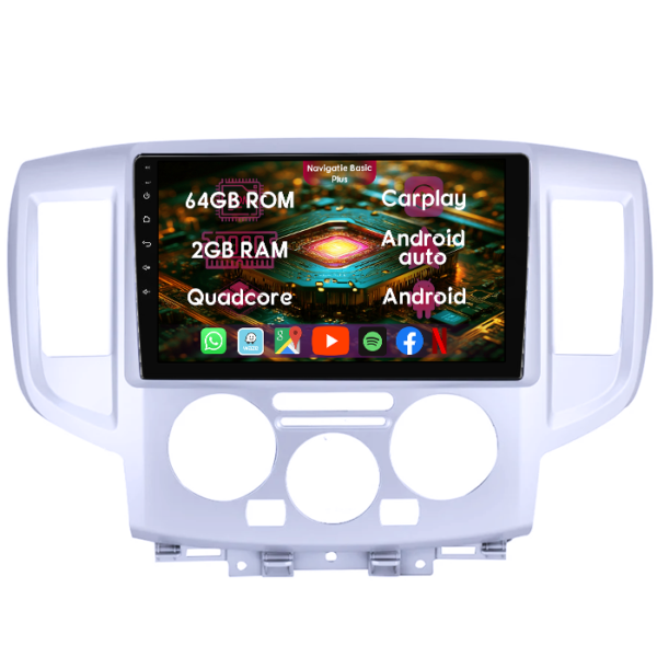 Navigatie dedicata Nissan NV200 2011-2018, 2GB RAM 64GB ROM, Quad Core, Display 9" IPS Full HD, Carplay&Android Auto, Android 14, Suport camere AHD