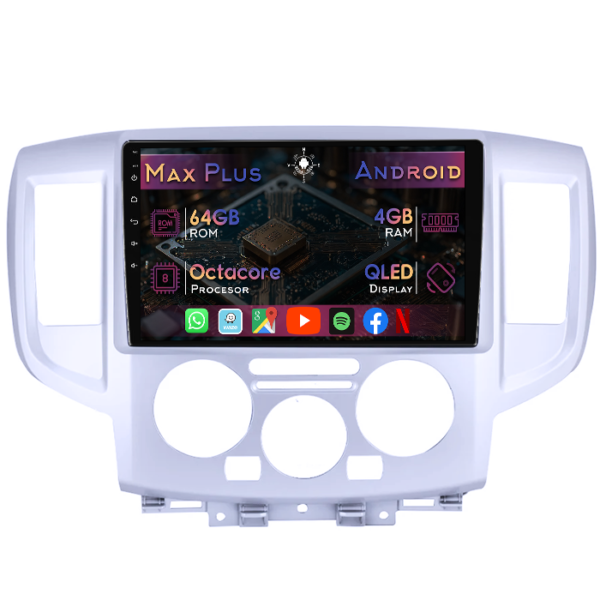 Navigatie dedicata Nissan NV200 2011-2018, 4GB RAM 64GB ROM, Octacore, Display 9" QLED, Carplay&Android Auto, Android 14, Suport camere AHD