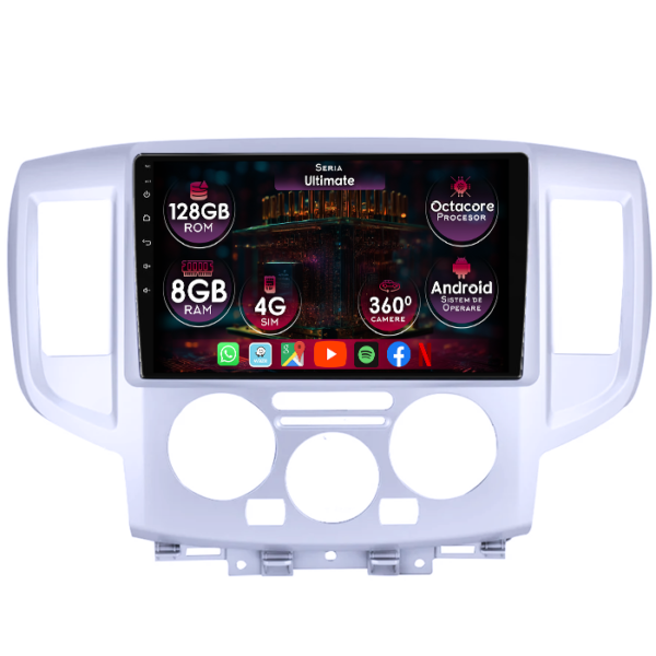 Navigatie dedicata Nissan NV200 2011-2018, 8GB RAM 128GB ROM, Octacore, Platforma TS18, Display 9" QLED, Carplay&Android Auto, Android 14, Ventilator Activ