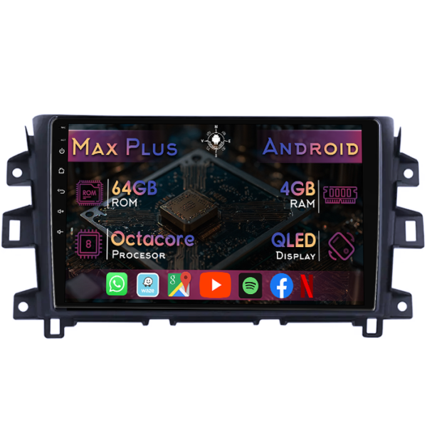 Navigatie dedicata Nissan Navara NP300 2011-2016, 4GB RAM 64GB ROM, Octacore, Display 9" QLED, Carplay&Android Auto, Android 14, Suport camere AHD