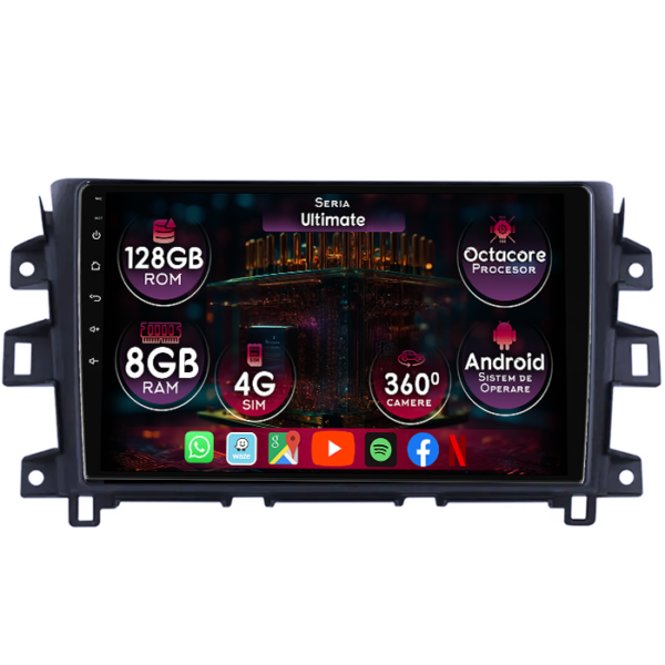 Navigatie dedicata Nissan Navara NP300 2011-2016, 8GB RAM 128GB ROM, Octacore, Platforma TS18, Display 9" QLED, Carplay&Android Auto, Android 14, Ventilator Activ