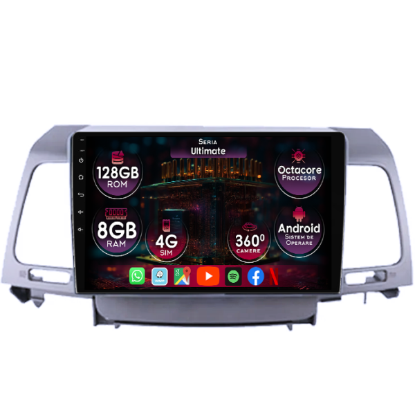 Navigatie dedicata Kia Opirus 2007-2008, 8GB RAM 128GB ROM, Octacore, Platforma TS18, Display 9" QLED, Carplay&Android Auto, Android 14, Ventilator Activ