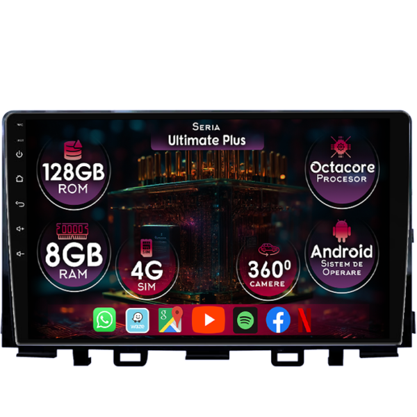 Navigatie dedicata KIA Rio 2017-2019, 8GB RAM 128GB ROM, Octacore, Platforma 7862, Display 9" QLED, Carplay&Android Auto, Android 14, Ventilator Activ