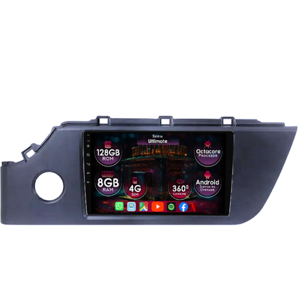Navigatie dedicata Kia Rio 2020-2021, 8GB RAM 128GB ROM, Octacore, Platforma TS18, Display 9" QLED, Carplay&Android Auto, Android 14, Ventilator Activ