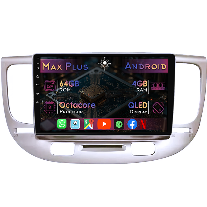 Navigatie dedicata Kia Rio 2005-2011, 4GB RAM 64GB ROM, Octacore, Display 9" QLED, Carplay&Android Auto, Android 14, Suport camere AHD - imagine 1