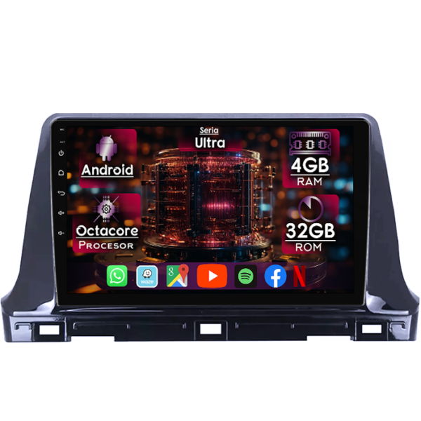 Navigatie dedicata KIA Seltos 2016-2020, 4GB RAM 32GB ROM, Octacore, Display 9" QLED, Carplay&Android Auto, Android 14, Ventilator Activ