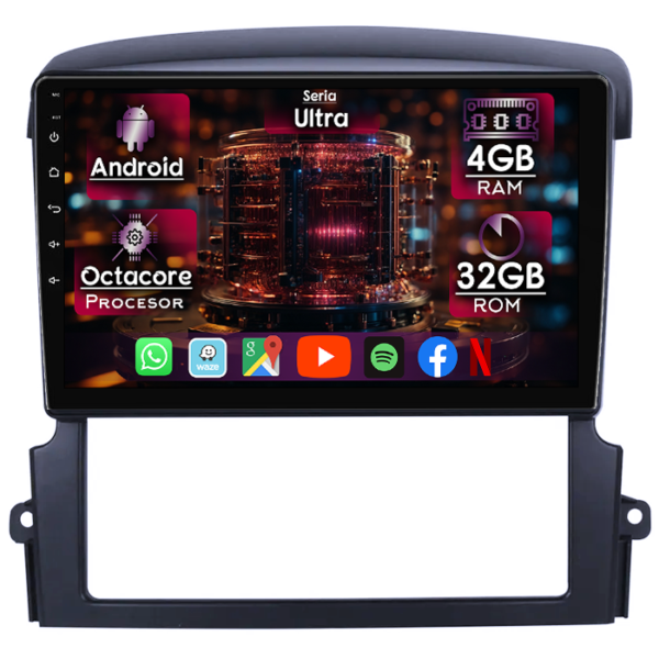 Navigatie dedicata Kia Sorento 2002-2009, 4GB RAM 32GB ROM, Octacore, Display 9" QLED, Carplay&Android Auto, Android 14, Ventilator Activ