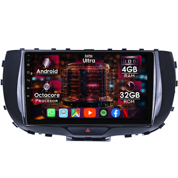 Navigatie dedicata Kia Soul 2019-2020, 4GB RAM 32GB ROM, Octacore, Display 9" QLED, Carplay&Android Auto, Android 14, Ventilator Activ