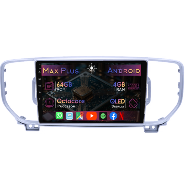 Navigatie dedicata Kia Sportage 2016-2021, 4GB RAM 64GB ROM, Octacore, Display 9" QLED, Carplay&Android Auto, Android 14, Suport camere AHD