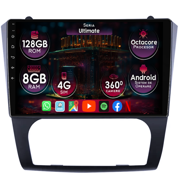 Navigatie dedicata Nissan Teana Altima 2008-2012, 8GB RAM 128GB ROM, Octacore, Platforma TS18, Display 9" QLED, Carplay&Android Auto, Android 14, Ventilator Activ
