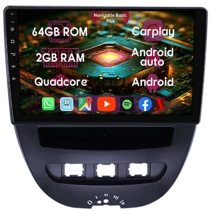 Navigatie dedicata Peugeot 107 2005-2014, 2GB RAM 64GB ROM, Quad Core, Display 10" IPS Full HD, Carplay&Android Auto, Android 14, Suport camere AHD - imagine 1