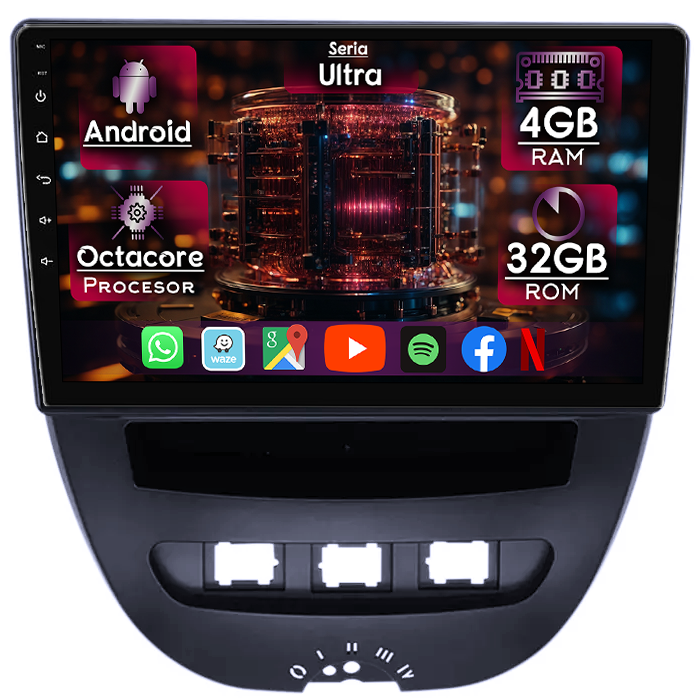 Navigatie dedicata Peugeot 107 2005-2014, 4GB RAM 32GB ROM, Octacore, Display 10" QLED 2K, Carplay&Android Auto, Android 14, Ventilator Activ - imagine 1