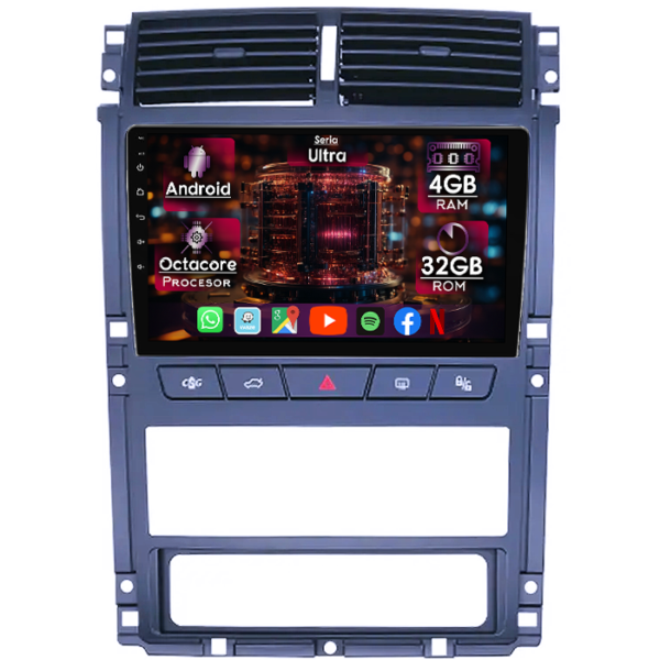 Navigatie dedicata Peugeot 405 2010-2019, 4GB RAM 32GB ROM, Octacore, Display 9" QLED, Carplay&Android Auto, Android 14, Ventilator Activ