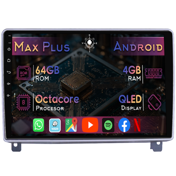 Navigatie dedicata Peugeot 407 2004-2011, 4GB RAM 64GB ROM, Octacore, Display 9" QLED, Carplay&Android Auto, Android 14, Suport camere AHD
