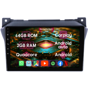 Navigatie dedicata Suzuki Alto 2009-2016, 2GB RAM 64GB ROM, Quad Core, Display 9" IPS Full HD, Carplay&Android Auto, Android 14, Suport camere AHD - imagine 1