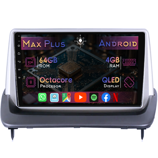 Navigatie dedicata Volvo C30 & C70 II & S40 II & V50 2004 - 2013, 4GB RAM 64GB ROM, Octacore, Display 9" QLED, Carplay&Android Auto, Android 14