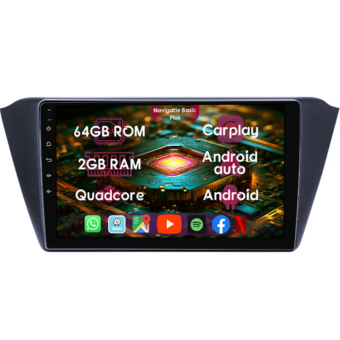 Navigatie dedicata Skoda Fabia 3 2014-2021, 2GB RAM 64GB ROM, Quad Core, Display 9" IPS Full HD, Carplay&Android Auto, Android 14, Suport camere AHD - imagine 1