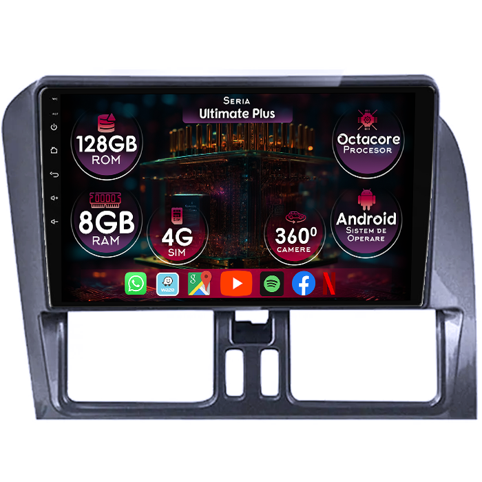 Navigatie dedicata Volvo XC60 1 2008-2017, 8GB RAM 128GB ROM, Octacore, Platforma 7862, Display 9" QLED, Carplay&Android Auto, Android 14, Ventilator Activ - imagine 1
