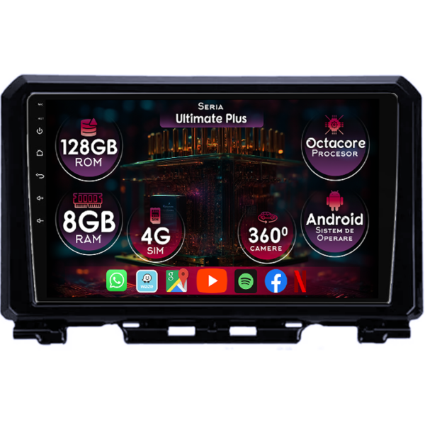 Navigatie dedicata Suzuki Jimny 2018+, 8GB RAM 128GB ROM, Octacore, Platforma 7862, Display 9" QLED, Carplay&Android Auto, Android 14, Ventilator Activ