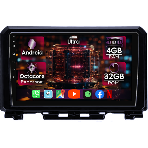 Navigatie dedicata Suzuki Jimny 2018+, 4GB RAM 32GB ROM, Octacore, Display 9" QLED, Carplay&Android Auto, Android 14, Ventilator Activ