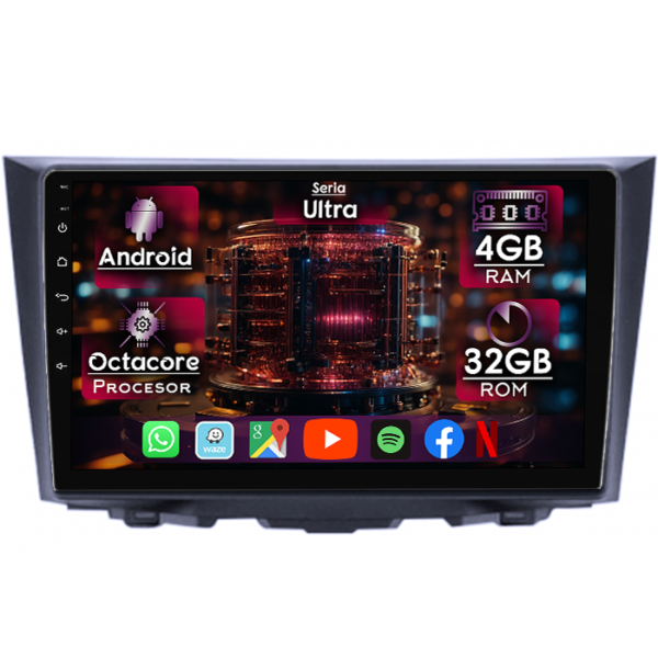 Navigatie dedicata Suzuki Kizashi 2009-2015, 4GB RAM 32GB ROM, Octacore, Display 9" QLED, Carplay&Android Auto, Android 14, Ventilator Activ