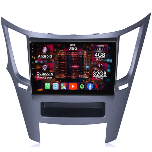Navigatie dedicata Subaru Legacy 5 2009-2014 & Outback 3, 4GB RAM 32GB ROM, Octacore, Display 9" QLED, Carplay&Android Auto, Android 14