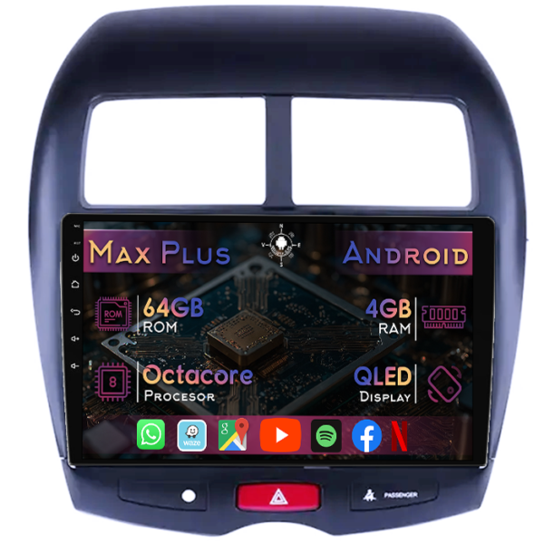 Navigatie dedicata Peugeot 4008 2012-2017, 4GB RAM 64GB ROM, Octacore, Display 10" QLED, Carplay&Android Auto, Android 14, Suport camere AHD
