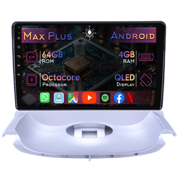 Navigatie dedicata Peugeot 206 1998-2009, 4GB RAM 64GB ROM, Octacore, Display 9" QLED, Carplay&Android Auto, Android 14, Suport camere AHD