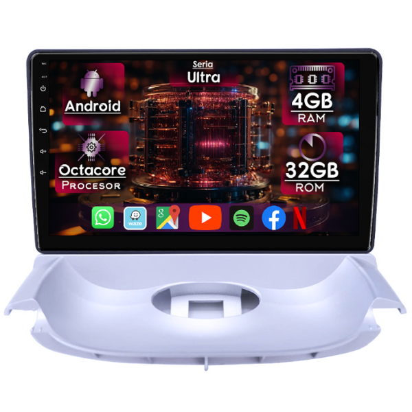 Navigatie dedicata Peugeot 206 1998-2009, 4GB RAM 32GB ROM, Octacore, Display 9" QLED, Carplay&Android Auto, Android 14, Ventilator Activ