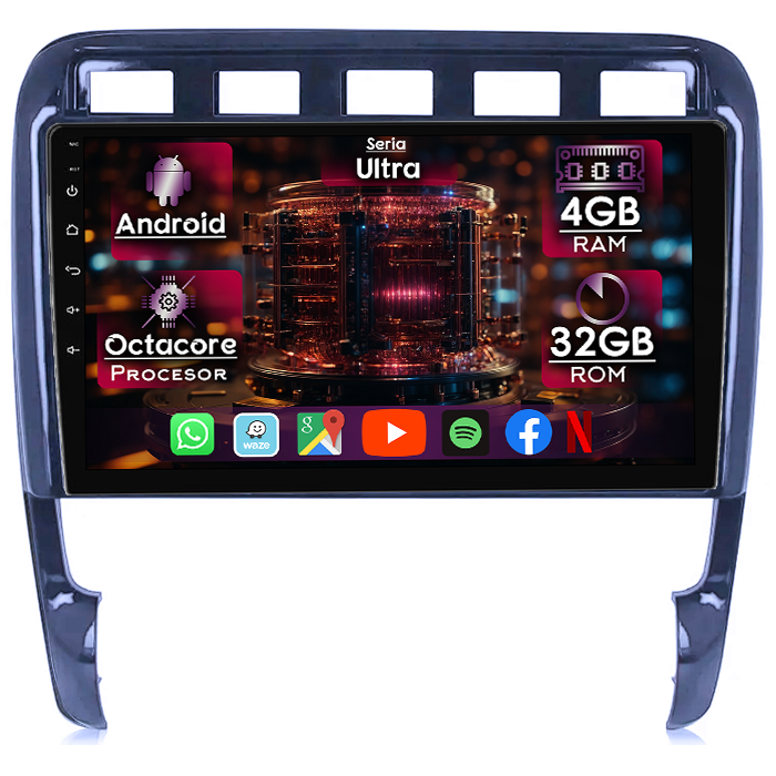 Navigatie dedicata Porsche Cayenne 2002-2010, 4GB RAM 32GB ROM, Octacore, Display 9" QLED, Carplay&Android Auto, Android 14, Ventilator Activ - imagine 1