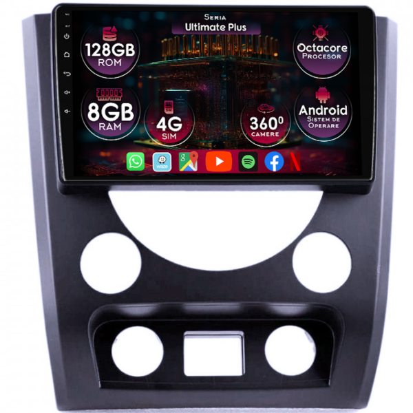 Navigatie dedicata SsangYong Rexton 2012-2017, 8GB RAM 128GB ROM, Octacore, Platforma 7862, Display 9" QLED, Carplay&Android Auto, Android 14, Ventilator Activ