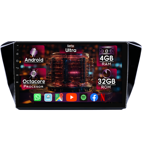 Navigatie dedicata Skoda Superb 3 2015+, 4GB RAM 32GB ROM, Octacore, Display 10" QLED, Carplay&Android Auto, Android 14, Ventilator Activ