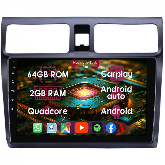 Navigatie dedicata Suzuki Swift 3 2005-2010, 2GB RAM 64GB ROM, Quad Core, Display 10" IPS Full HD, Carplay&Android Auto, Android 14, Suport camere AHD - imagine 1