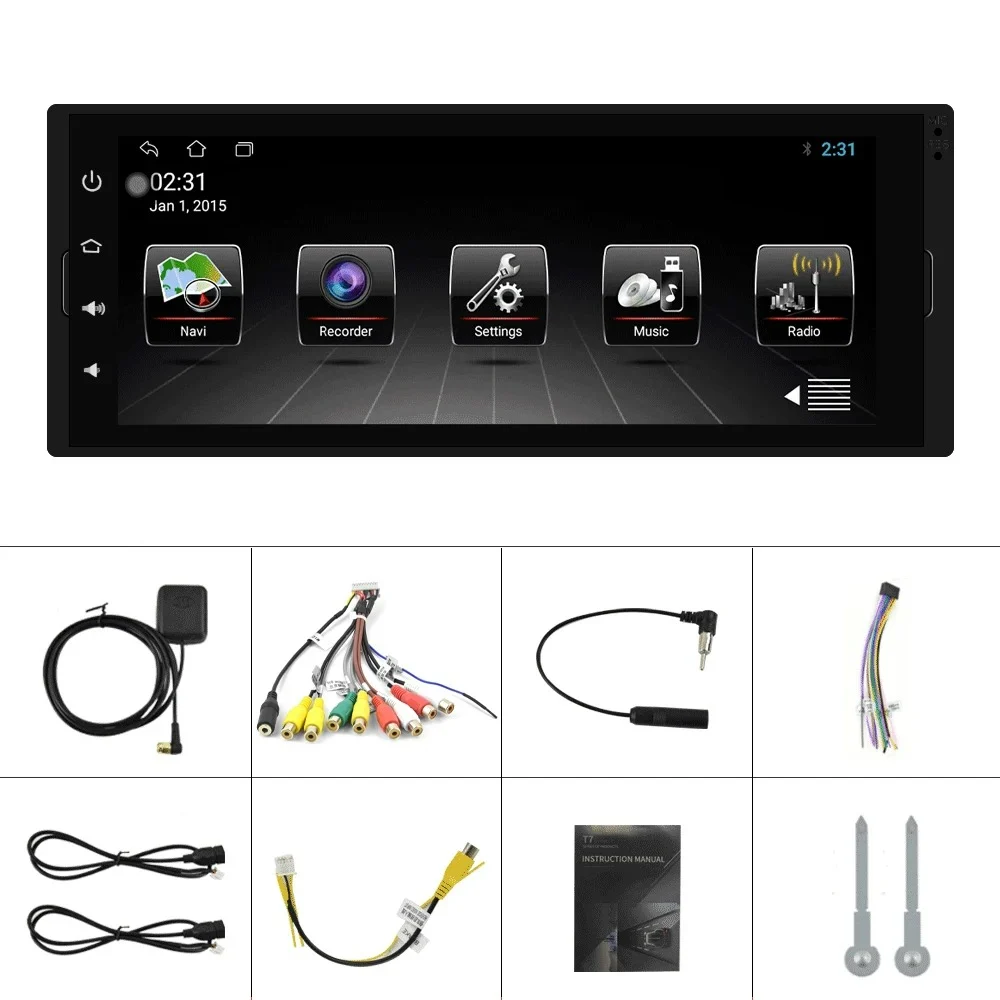 Navigatie dedicata VW, AUDI, OPEL, DACIA, FORD , NISSAN , TOYOTA , 2GB RAM 32GB ROM 1DIN , 6.9 inch, Android 9,mirror link - imagine 2