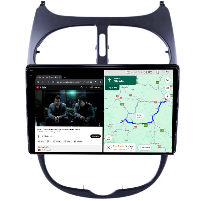 Navigatie dedicata Peugeot 206 2004-2008, 4GB RAM 64GB ROM, Quad Core, Display 9" QLED 1K, Carplay&Android Auto, Android 14, Suport camere AHD - imagine 3