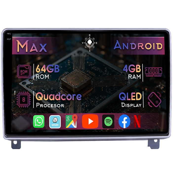 Navigatie dedicata Peugeot 407 2004-2011, 4GB RAM 64GB ROM, Quad Core, Display 9" QLED 1K, Carplay&Android Auto, Android 14, Suport camere AHD - imagine 1