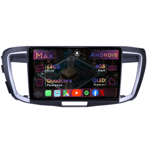 Navigatie dedicata Honda Accord 9 2014-2017, 4GB RAM 64GB ROM, Quad Core, Display 9" QLED 1K, Carplay&Android Auto, Android 14, Suport camere AHD - imagine 1
