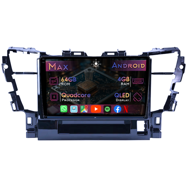Navigatie dedicata Toyota Alphard 2015-2020, 4GB RAM 64GB ROM, Quad Core, Display 10" QLED 1K, Carplay&Android Auto, Android 14