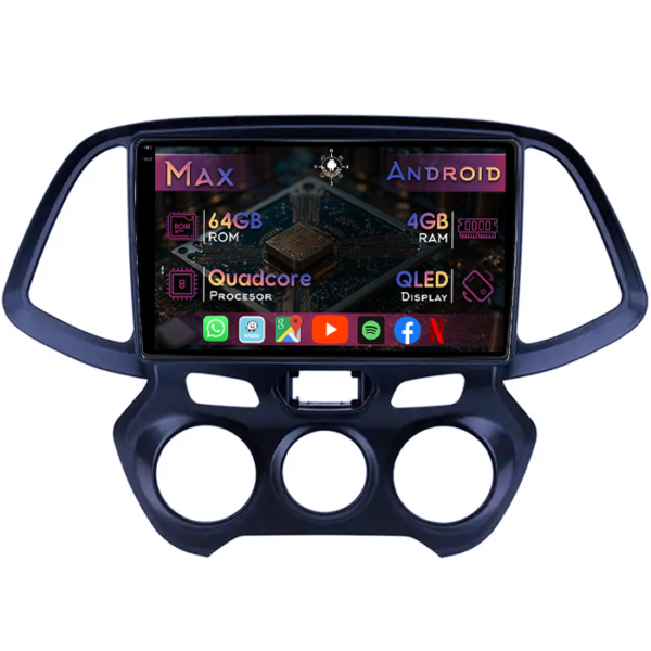 Navigatie dedicata Hyundai Atos 2018+, 4GB RAM 64GB ROM, Quad Core, Display 9" QLED 1K, Carplay&Android Auto, Android 14, Suport camere AHD