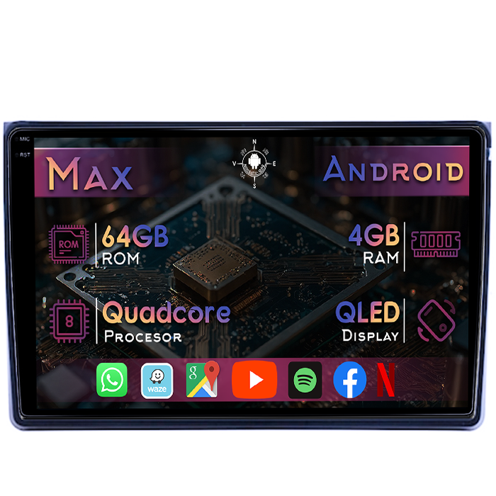 Navigatie dedicata Audi A4 2000-2008, 4GB RAM 64GB ROM, Quad Core, Display 9" QLED 1K, Carplay&Android Auto, Android 14, Suport camere AHD - imagine 1
