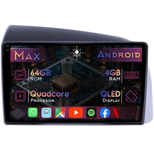 Navigatie dedicata Iveco Bronte 2014-2016, 4GB RAM 64GB ROM, Quad Core, Display 9" QLED 1K, Carplay&Android Auto, Android 14, Suport camere AHD