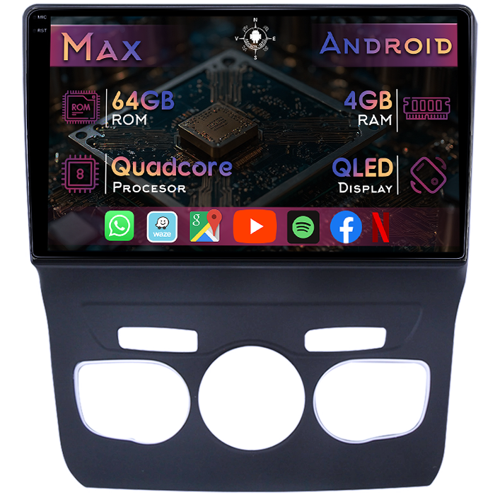 Navigatie dedicata Citroen C4 2009-2018, clima automata, 4GB RAM 64GB ROM, Quad Core, Display 10" QLED 1K, Carplay&Android Auto, Android 14, Suport camere AHD - imagine 1